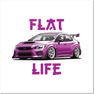 Subaru STI Car Art - Impreza WRX Modified Pink JDM Drift Car Posters and Art